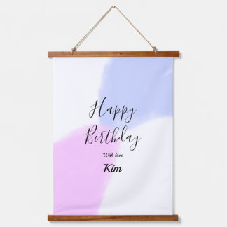 Happy birthday pink purple pastel name simple eleg hangend wandkleed
