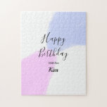 Happy birthday pink purple pastel name simple eleg legpuzzel<br><div class="desc">design</div>