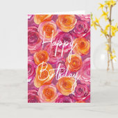 Happy Birthday Pink Rose Gevouwen Wenskaart Kaart (Gele Bloem)