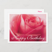 Happy Birthday Pink Rose Groet Briefkaart (Voorkant / Achterkant)