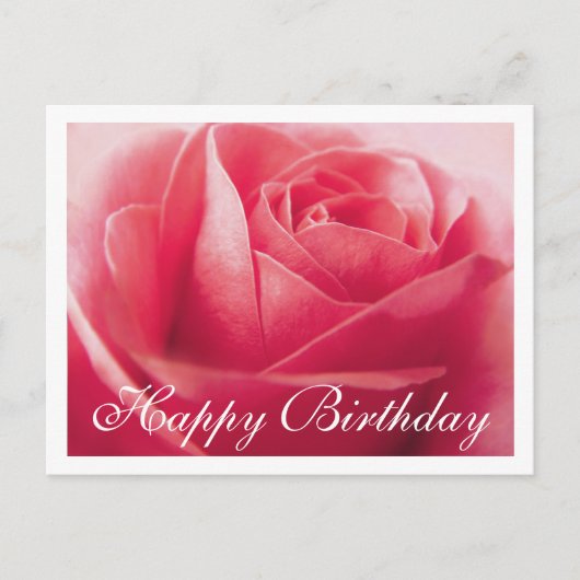 Happy Birthday Pink Rose Groet Briefkaart (Voorkant)