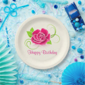 Happy Birthday Pink Rose Illustration Papieren Bordje (Feest)