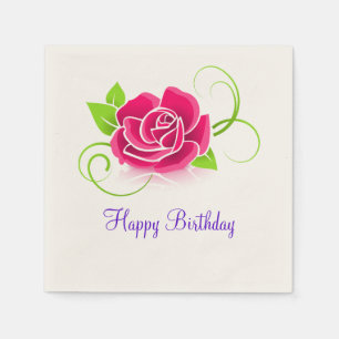 Happy Birthday Pink Rose Illustration Servet