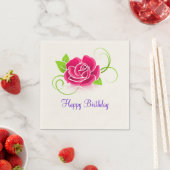 Happy Birthday Pink Rose Illustration Servet (Insitu)