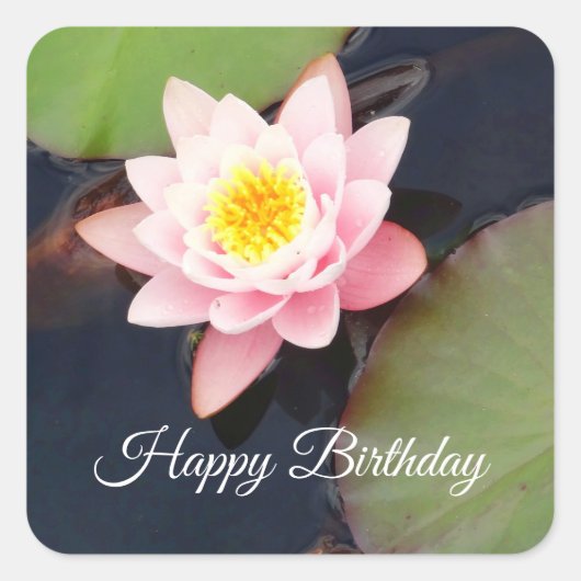 Happy Birthday Pink Water Lily #1-2 Stickers (Voorkant)