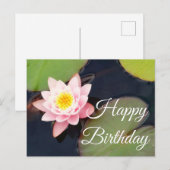 Happy Birthday Pink Water Lily #1 Briefkaart (Voorkant / Achterkant)