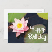 Happy Birthday Pink Water Lily #1 Briefkaart (Voorkant / Achterkant)