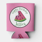 Happy Birthday Pink Watermelon Slice Fruit Picnic Blikjeskoeler (Voorkant)