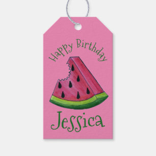 Happy Birthday Pink Watermelon Slice Fruit Picnic Cadeaulabel
