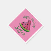 Happy Birthday Pink Watermelon Slice Fruit Picnic Servet (Hoek)