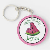 Happy Birthday Pink Watermelon Slice Fruit Picnic Sleutelhanger (Voorkant)