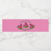 Happy Birthday Pink Watermelon Slice Fruit Picnic Waterfles Etiket (Enkel label)