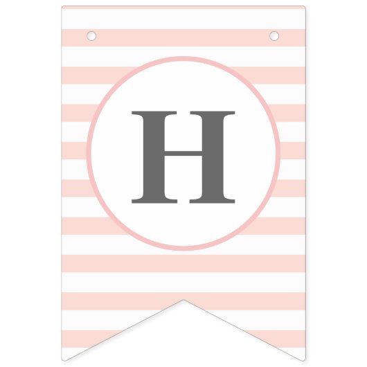 Happy Birthday Pink White Stripe Girl 1e Partij Vlaggetjes (Tweede vlag)