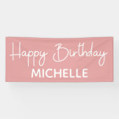 Happy Birthday Pink White whimsical-script Spandoek (Horizontaal)