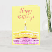 Happy Birthday Pink Yellow Macaron Cookies Kaart (Voorkant)