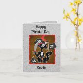 Happy Birthday Pirate Cat Kaart (Gele Bloem)