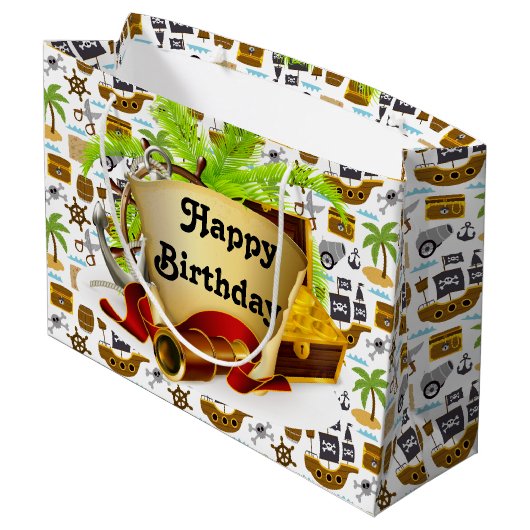 Happy Birthday Pirate Groot Cadeauzakje (Achterkant Gekanteld)