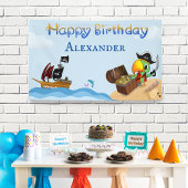 Happy Birthday Pirate Parrot en Ship Name Spandoek