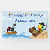 Happy Birthday Pirate Parrot en Ship Name Spandoek (Horizontaal)