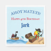 Happy Birthday Pirate Parrot en Ship Paper Napkin Servet (Voorkant)