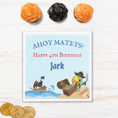 Happy Birthday Pirate Parrot en Ship Paper Napkin Servet