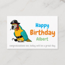 Happy Birthday pirate parrot Visitekaartje