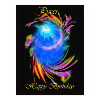 Happy Birthday Pisces - Fische Foto Afdruk