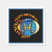 Happy Birthday Pisces Zodiac Birth Sign Napkins Servetten (Voorkant)
