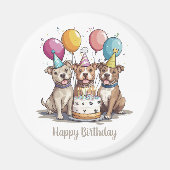 Happy Birthday Pit Bull Dogs Magneet (Voorkant)