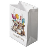 Happy Birthday Pit Bull Dogs Medium Cadeauzakje (Voorkant Gekanteld)