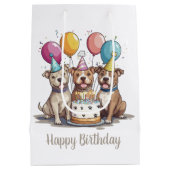 Happy Birthday Pit Bull Dogs Medium Cadeauzakje (Achterkant)
