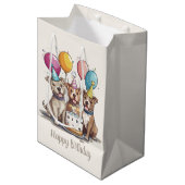 Happy Birthday Pit Bull Dogs Medium Cadeauzakje (Voorkant Gekanteld)