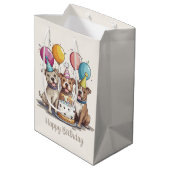 Happy Birthday Pit Bull Dogs Medium Cadeauzakje (Achterkant Gekanteld)