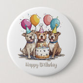 Happy Birthday Pit Bull Dogs Ronde Button 4,0 Cm (Voorkant)