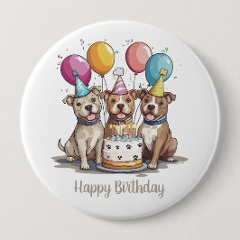 Happy Birthday Pit Bull Dogs Ronde Button 4,0 Cm