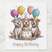 Happy Birthday Pit Bull Dogs Wijn Etiket (Enkel label)