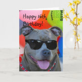 Happy Birthday Pitbull wenskaart Kaart (Gele Bloem)