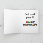 Happy Birthday Pizza Party Cartoon Cat Funny Kaart (Binnen)