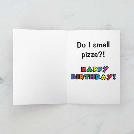 Happy Birthday Pizza Party Cartoon Cat Funny Kaart (Binnen)