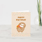 Happy Birthday Pizza Sloth Kaart (Voorkant)