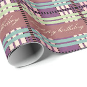 Happy Birthday Plaid Pattern Cadeaupapier (Rol Hoek)