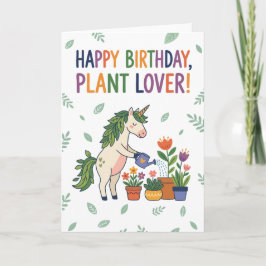 Happy Birthday Plant Lover Unicorn Watering Flower Kaart