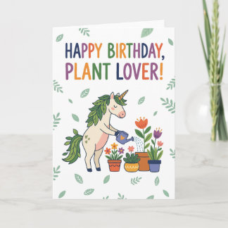 Happy Birthday Plant Lover Unicorn Watering Flower Kaart