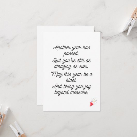 Happy Birthday Poem Kaart (Voorkant / Achterkant in situ)