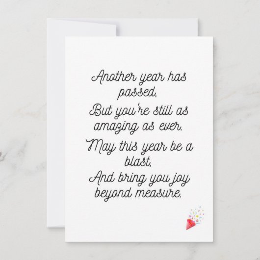 Happy Birthday Poem Kaart (Achterkant)