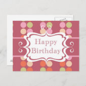 Happy Birthday (poka stippen) Briefkaart (Voorkant / Achterkant)