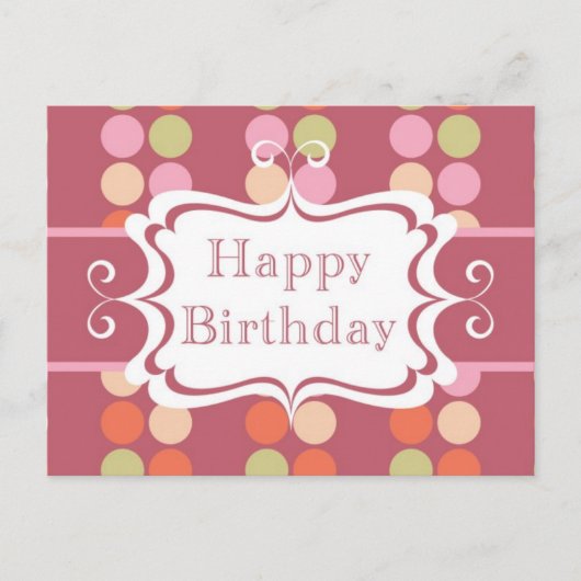 Happy Birthday (poka stippen) Briefkaart (Voorkant)