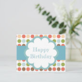 Happy Birthday (poka stippen) Briefkaart (Staand voorkant)