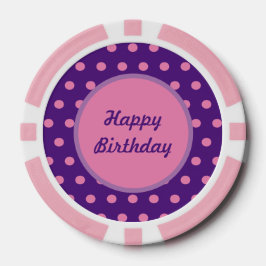 Happy Birthday Poker Chips (Paarse & roze)