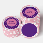 Happy Birthday Poker Chips (Paarse & roze) (Opstapeling)